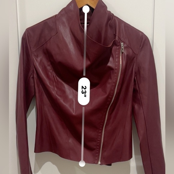 Blank NYC burgundy red Faux Leather Drape Front Jacket XS coquette K - Picture 5 of 9